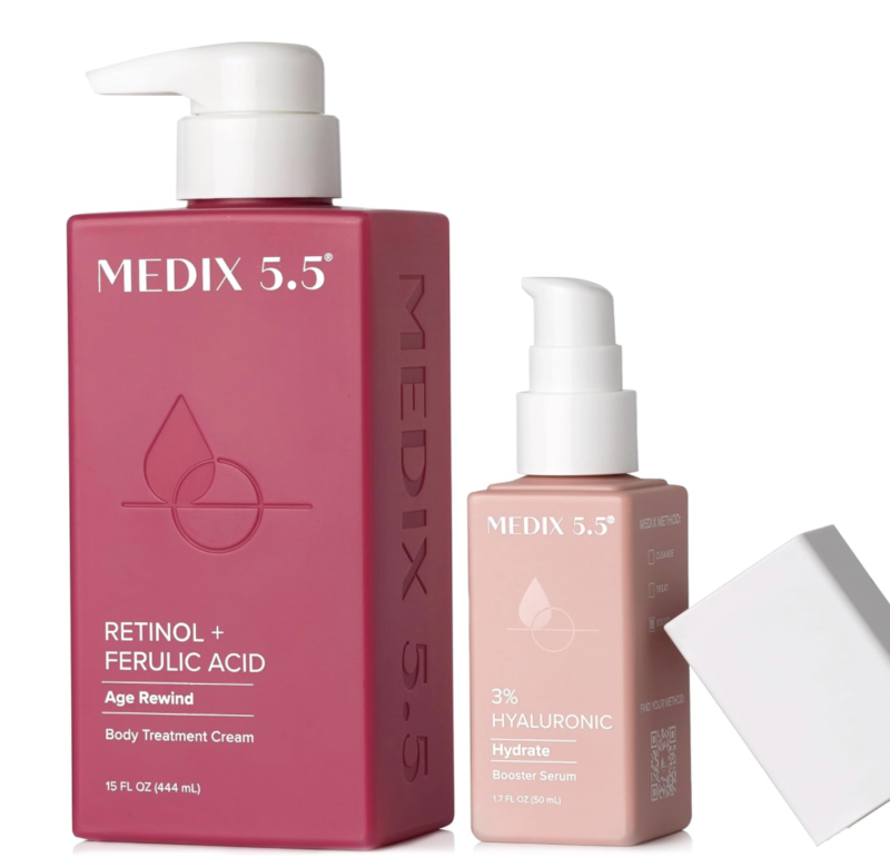 Medix 5.5 Retinol Age Rewind Body Treatment Cream + 3% Hyaluronic Acid Hydrating Serum Set